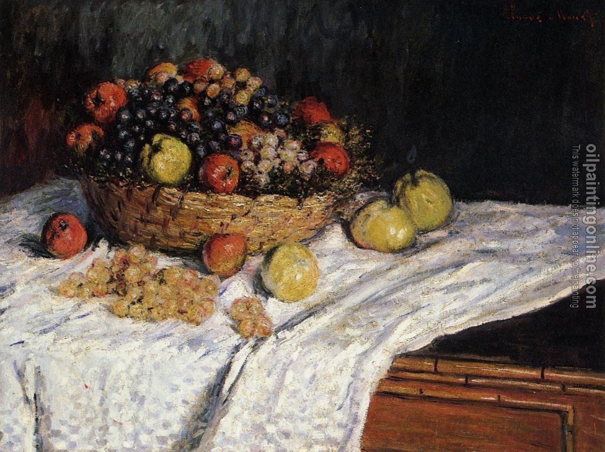 Monet, Claude Oscar - Fruit Basket with Apples and Grapes